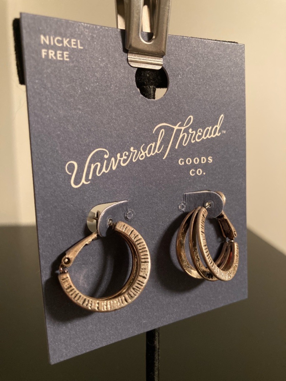 Universal Thread Antique Silver Textured Hoop Earring Duo